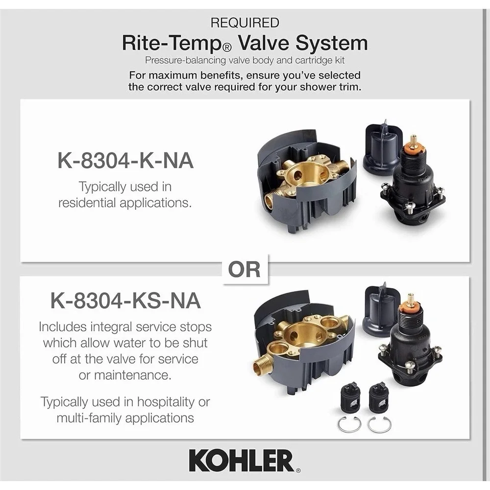 Kohler Pitch R/T Sequential Valve Trim with Handle TS74042-4-CP, Polished Chrome